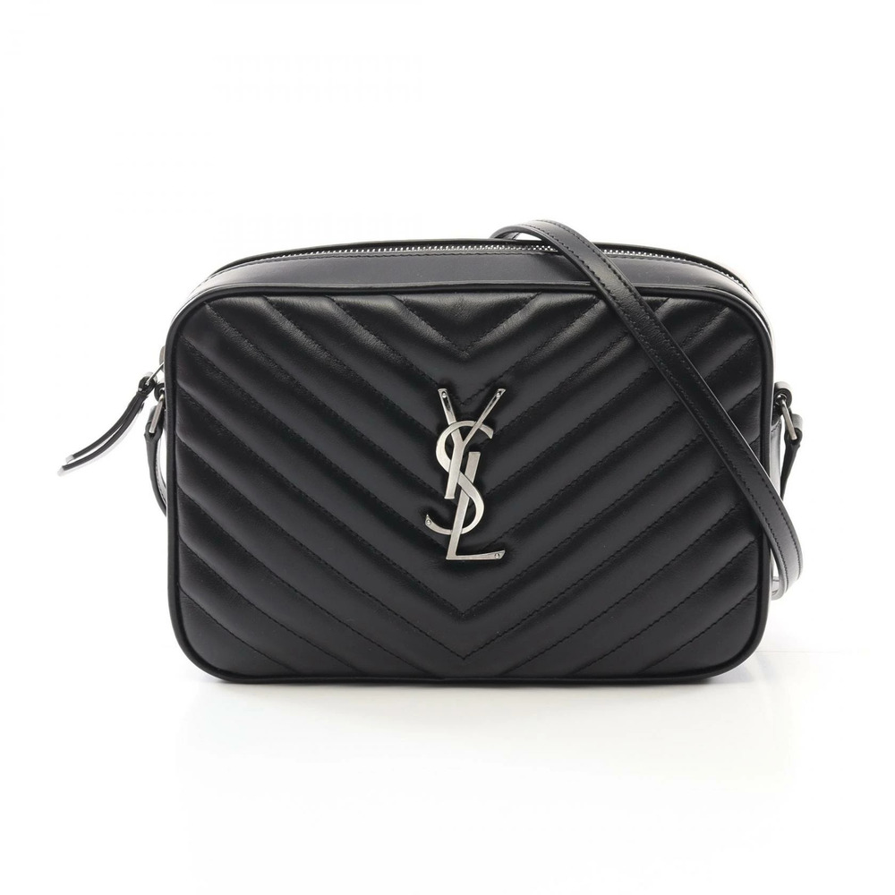 Saint Laurent LOU Monogram Camera Bag Shoulder Leather Black